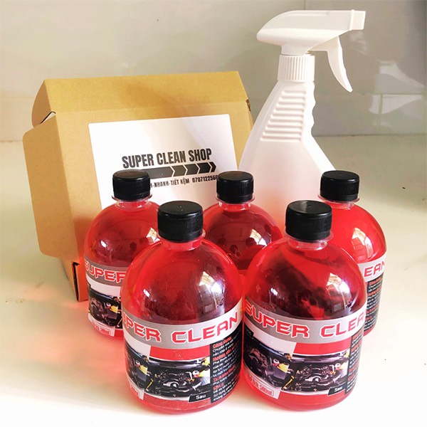 CHAI SUPER CLEAN DUNG DỊCH TẨY RỬA Ố VÀNG KHOANG ĐỘNG CƠ Ô TÔ , GẦM Ô TÔ , LAZANG , TẨY RỬA ĐẦU BÒ LỐC MÁY