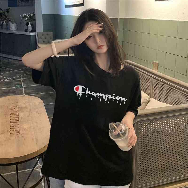 Áo phông chamipon nữ form rộng tay lỡ unisex, áo thun chamipon nữ form rộng tay lỡ unisex cotton AT134 Miucho in logo