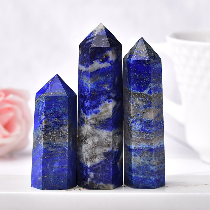 1 Đá Tinh Thể Thạch Anh Lapis Lazuli Tự Nhiên Hình Trụ Lục Giác Dùng Để Trang Trí Nhà