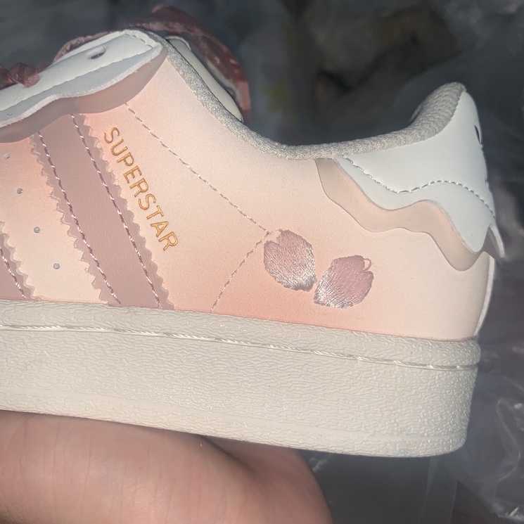 Giày sneaker adidas superstar màu kem, Giầy adidas superstar màu hồng nam nữ đủ size hàng cao cấp
