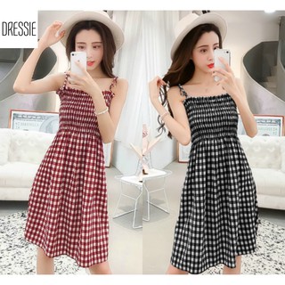 Đầm 2 dây kiểu dễ thương xinh xắn tiểu thư trẻ trung thời trang - mẫu dạo phố giá rẻ mới nhất DRESSIE - DX205 (Đen - Đỏ)