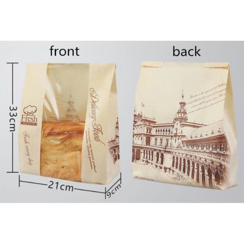 TÚI BÁNH MÌ TÒA NHÀ NGANG SIZE LỚN 33X21X9CM (100 CHIẾC)