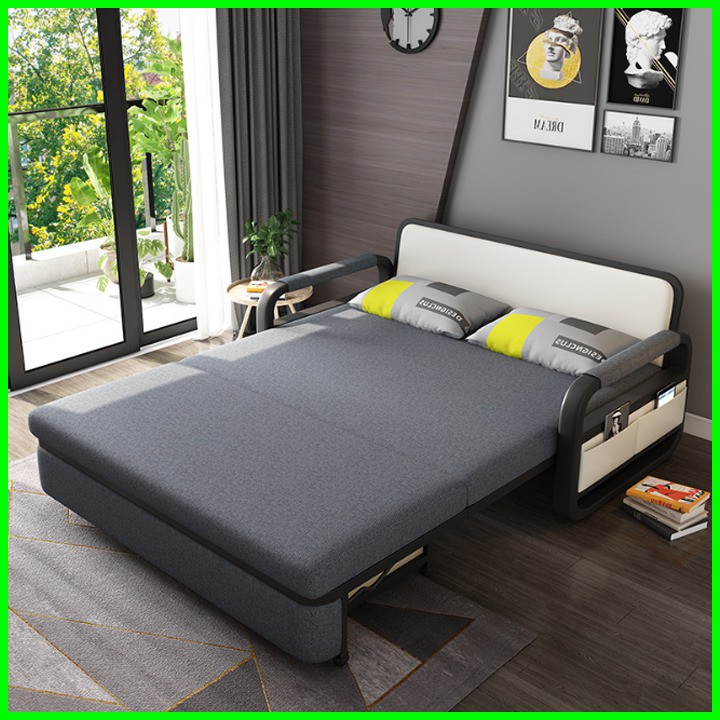 Giường thông minh gấp gọn thành ghế, Ghế sofa đa chức năng không có hộc đựng đồ[ Tặng kèm 2 gối ]. KT: 1m3 x 1m9