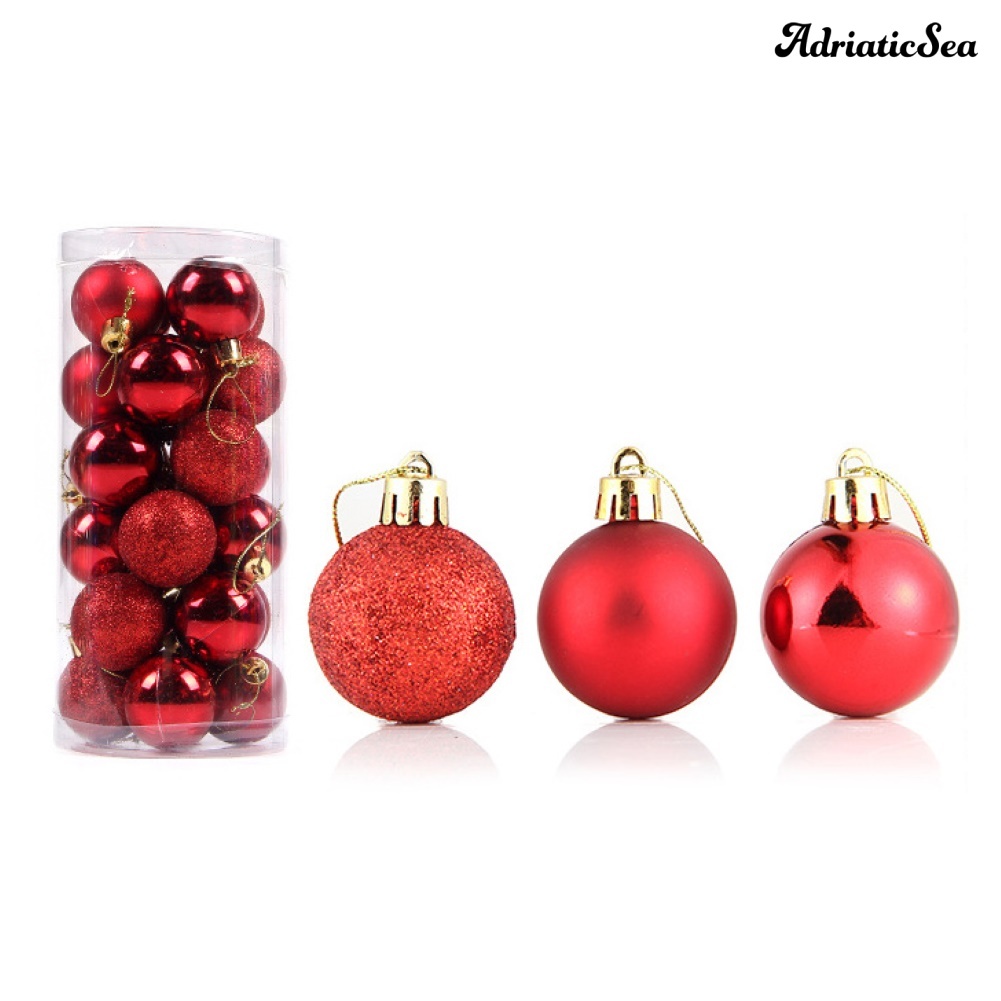 Set 24 Quả Châu 4/6/8cm Trang Trí Cây Thông Noel