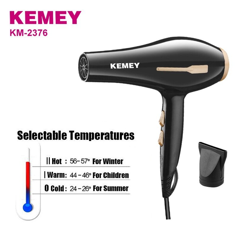 Máy Sấy Tóc Công Suất Lớn Và Chế Độ Sấy Nhanh Kemey 2376