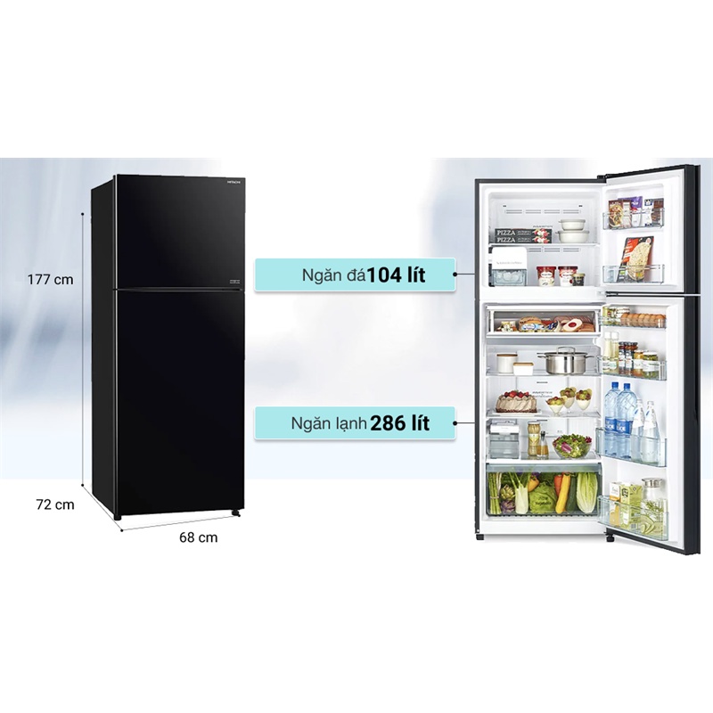 Tủ lạnh Hitachi Inverter 390 lít R-FVY510PGV0 (GBK) Đen - Điện Máy Tại Kho