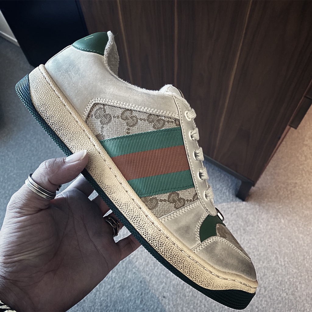Giày sneakers nam da thật cao cấp GUCCI GG GC mang phong cách " bẩn nhân tạo'' tạo nên sự độc đáo và khác biệt