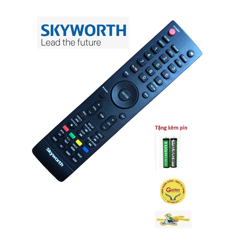 Điều Khiển TiVi SKYWORTH bản to có nút Youtube ở mé bên tay trái - tặng kèm pin - Remote TiVi Skyworth SMART/LED/LCD