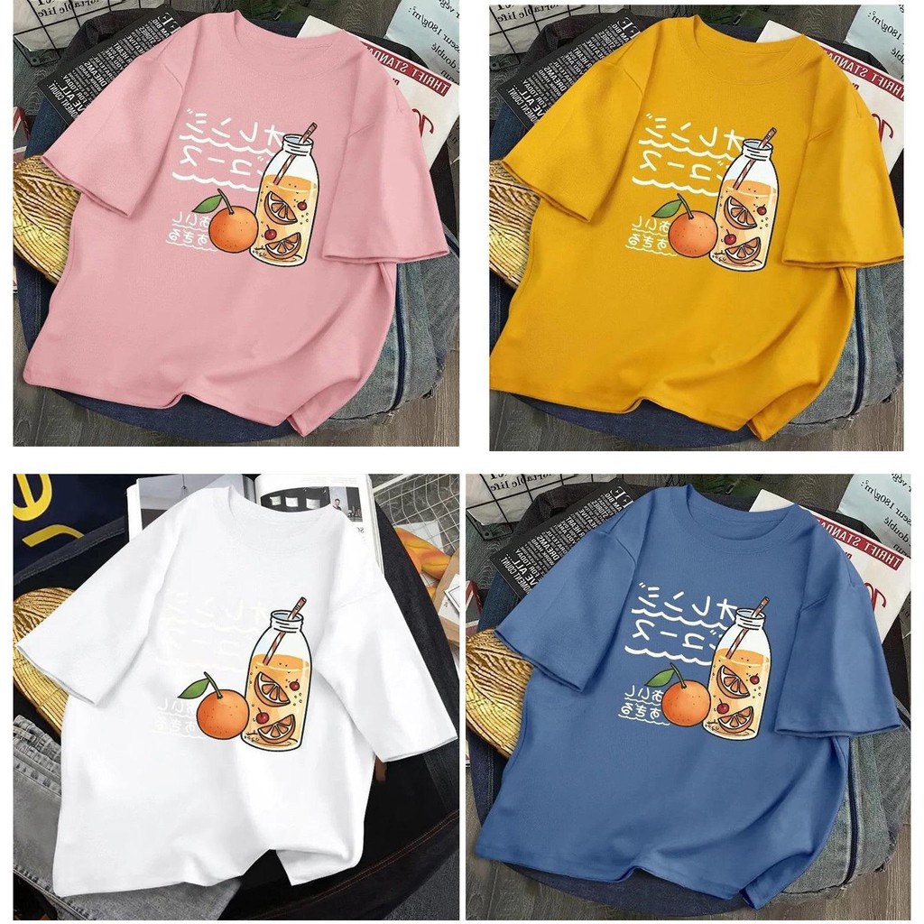 Áo thun nữ form rộng tay lỡ unisex,  in hình orange soda DINO chất liệu cotton ATU005 | BigBuy360 - bigbuy360.vn
