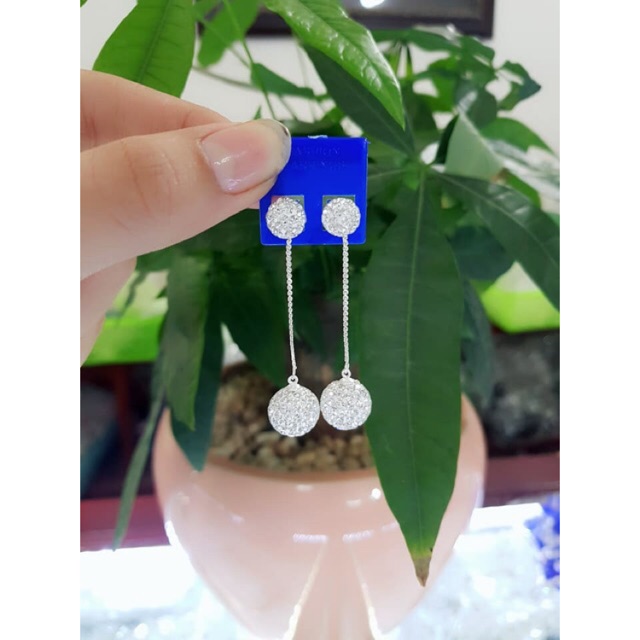 Bông tai cầu pha lê dáng dài