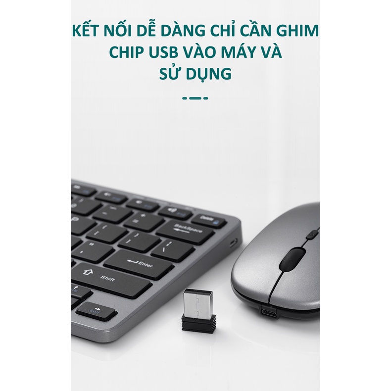 Bộ bàn phím và chuột không dây KB-178 GOIIOG kết nối BLUETOOTH - CHIP USB 2.4GHz siêu mỏng, nhỏ gọn không gây tiếng - VL
