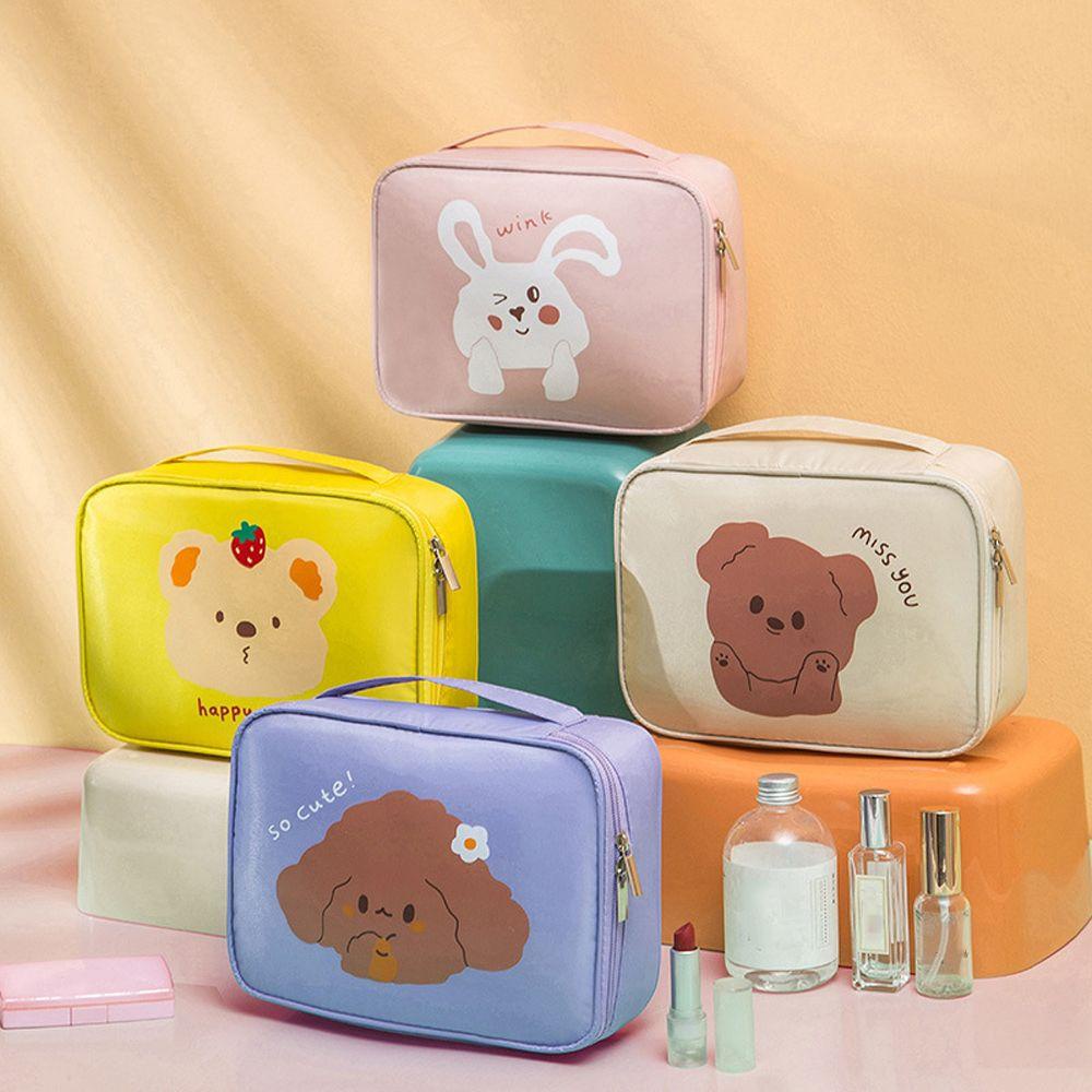 OCEANMAP Túi Đựng Mỹ Phẩm Chống Thấm Nước Có Khóa Kéo Họa Tiết Hoạt Hình Dễ Thương