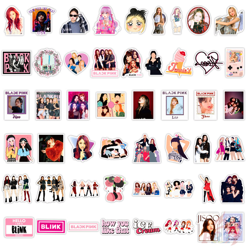 Set 50 miếng dán chống thấm nước họa tiết nhóm nhạc nữ Blackpink Series 02 KPOP JISOO JENNIE ROSÉ LISA
