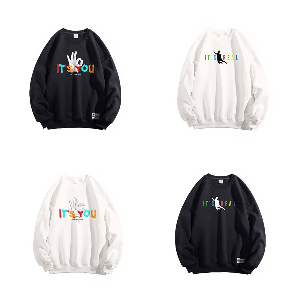 Áo sweater nỉ bông tay dài mẫu Văn Toàn It's Real form rộng thời trang Unisex nam nữ
