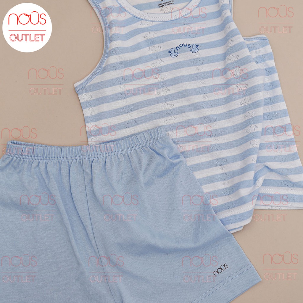 Bộ quần áo ba lỗ kẻ xanh trắng Nu doux (size 6-9m đến 18-24m)