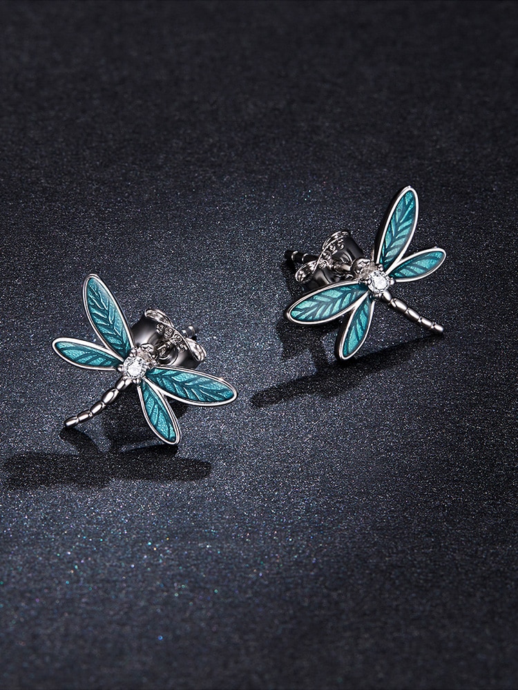 Bông Tai Bamoer BSE455 Làm Bằng Bạc Hình Chuồn Chuồn Thời Trang Cho Nữ