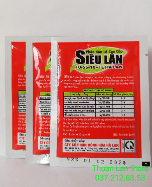 Phân Bón Lá Cao Cấp Siêu Lân 10-55-10 + TE Hà Lan gói 15g