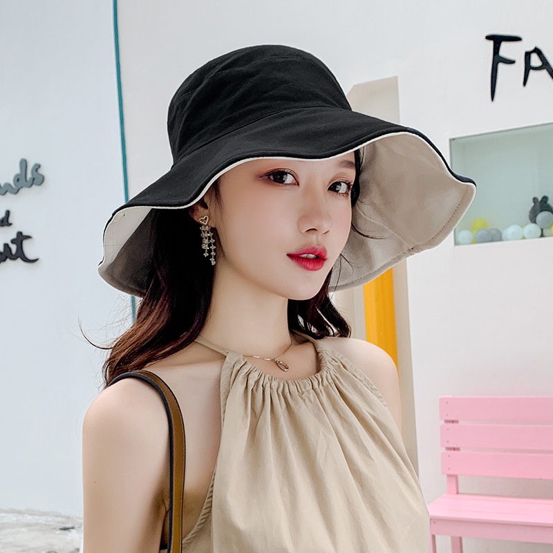 Mũ tai bèo, Mũ đi biển nữ hai mặt đẹp phong cách mùa hè 2022 Hàn Quốc vải cao cấp chống tia UV free size [002]