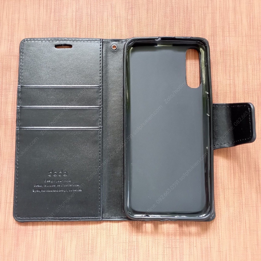 Bao da Samsung A50 A50s A30s A60 A70 da cao cấp, có nắp gập chống đỡ xem phim