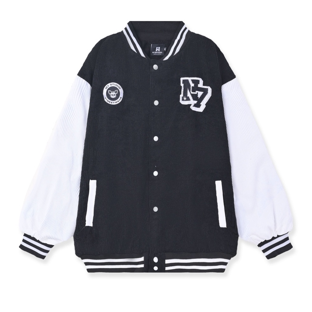 @ Áo Khoác Varsity Jacket N7 STUDIO bomber bóng chày basic nam nữ form rộng Local Brand @