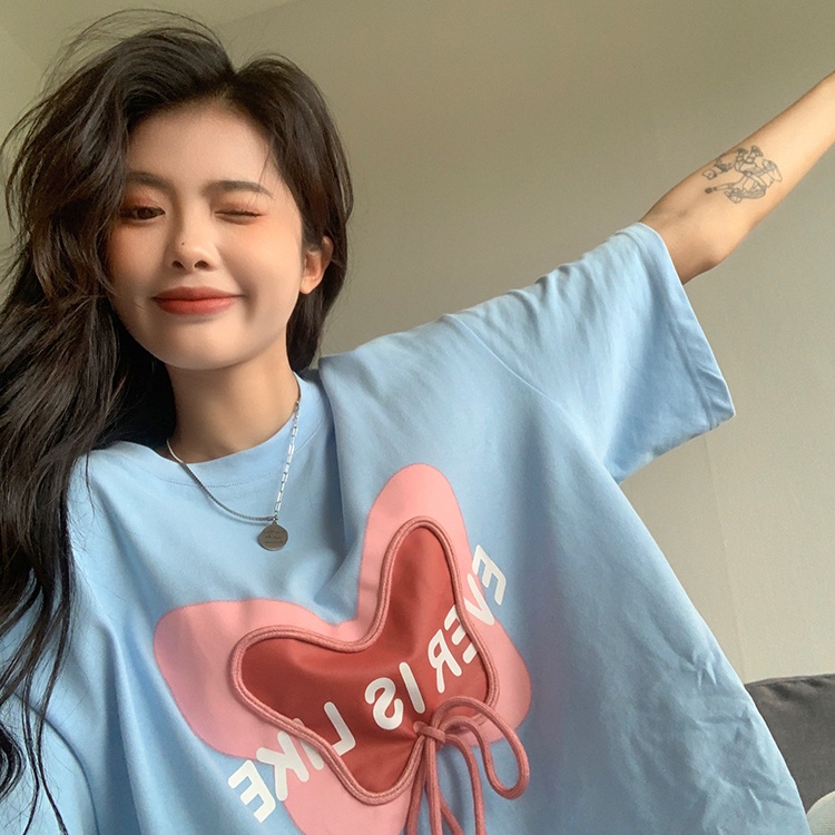 SUXI Áo Thun Nữ Ngắn Tay In Chữ Phong Cách Đường Phố Đơn Giản