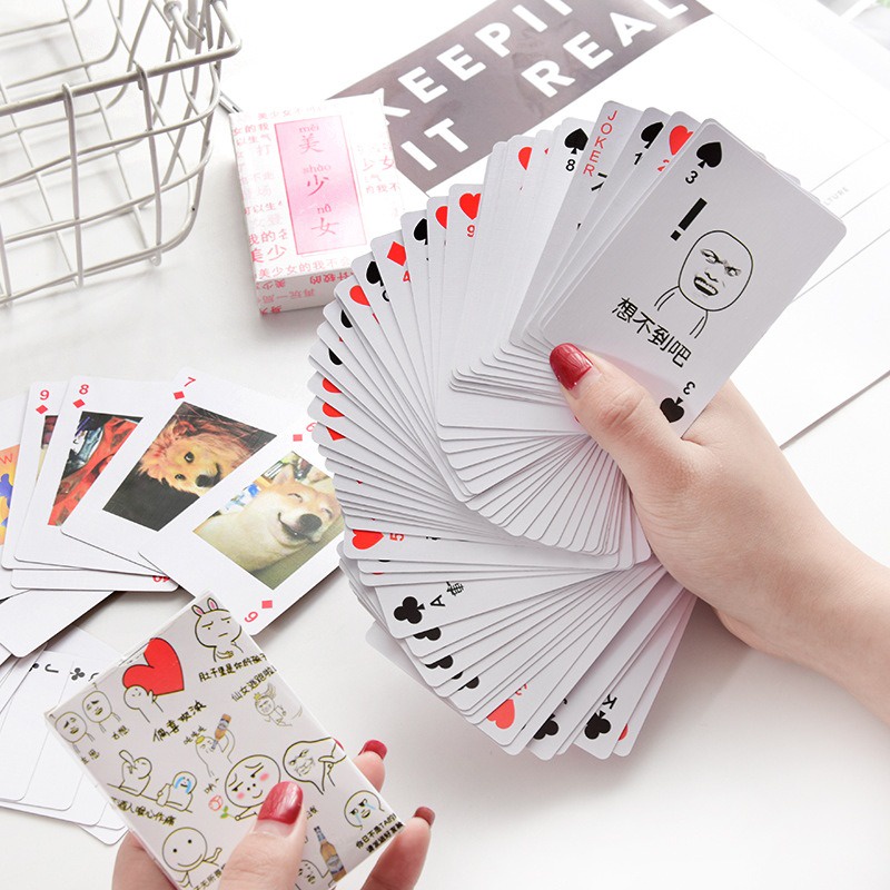 Bộ thẻ bài in hình troll sakura chó shiba 54 lá khác nhau bộ tú bài tây anime manga chibi xinh xắn