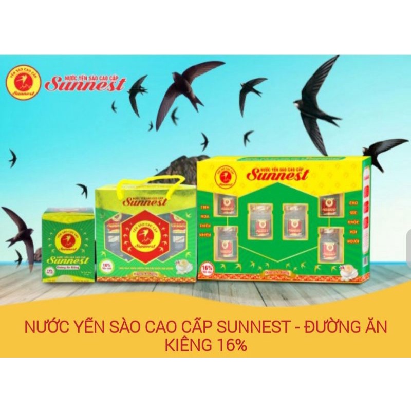 [Mã 154FMCGSALE giảm 8% đơn 500K] Yến Sào Sunnest 16% biếu quà. Hộp 6 lọ x 70ml