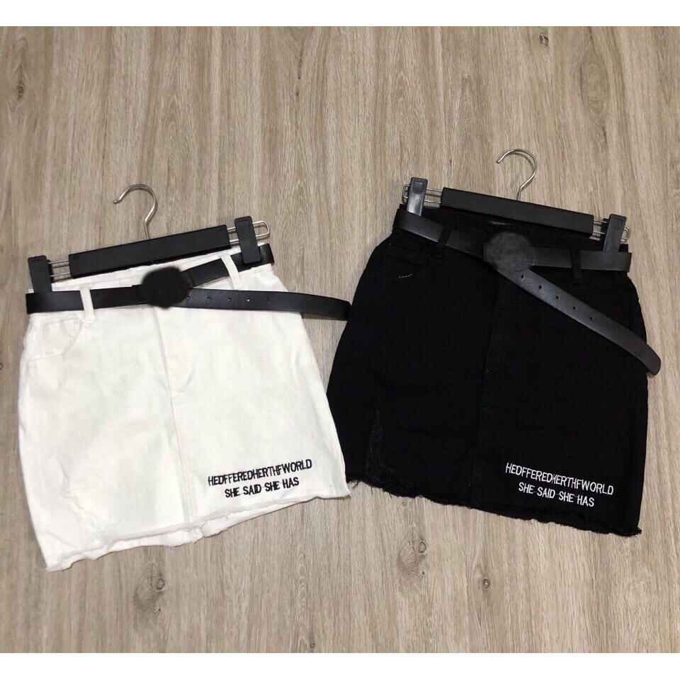 Chân Váy Kaki Thun Co Giãn Phối Chữ Thời Trang OHS4011-12