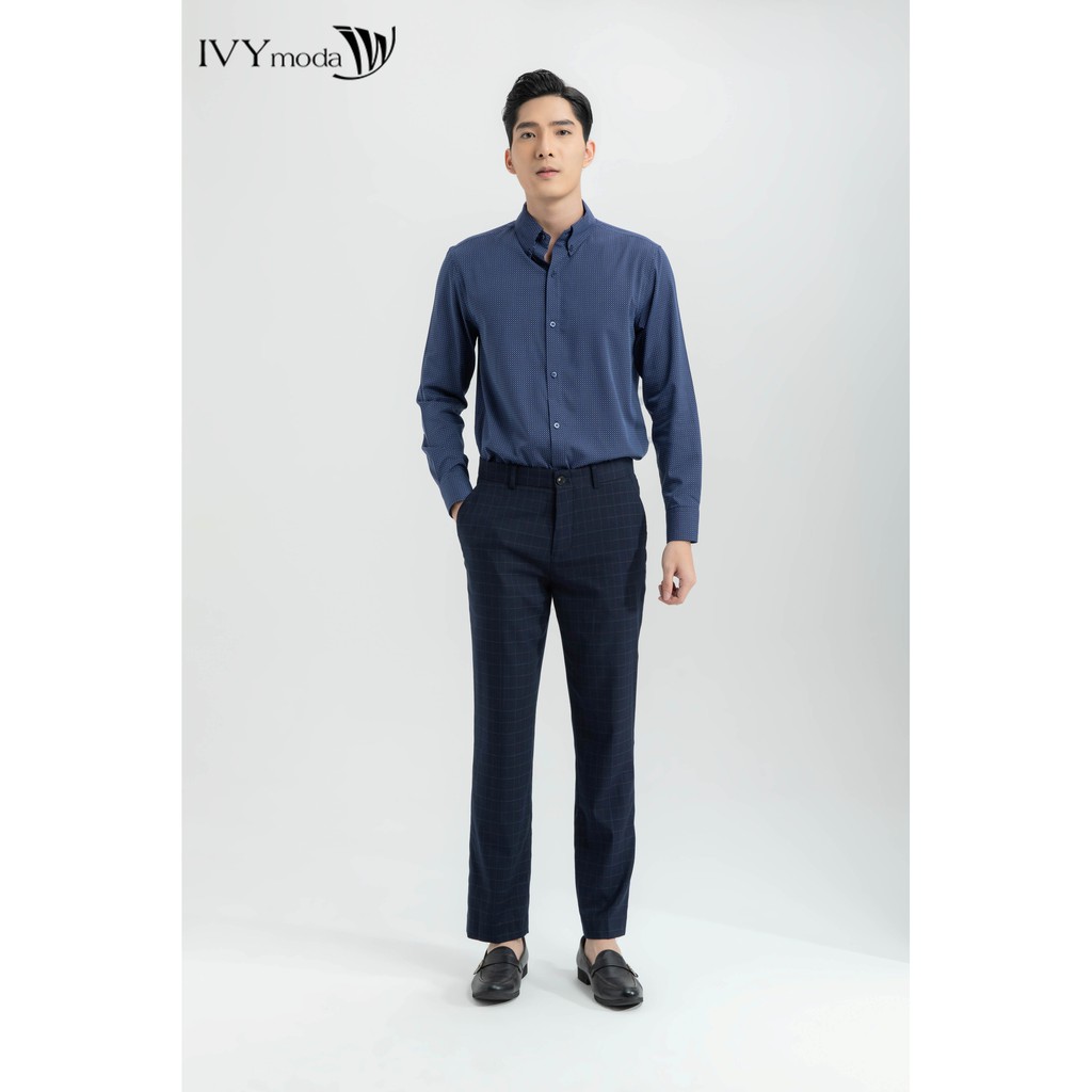 Áo sơ mi Bamboo họa tiết nam IVY moda MS 17E2875