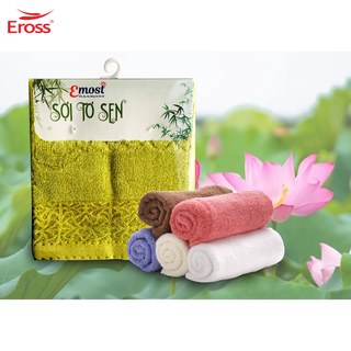 Khăn Mặt Sợi Tơ Sen Mềm Mại Cotton 100% Thấm Hút Kháng Khuẩn Không Hôi Không Mốc Hàng Chính Hãng Eross