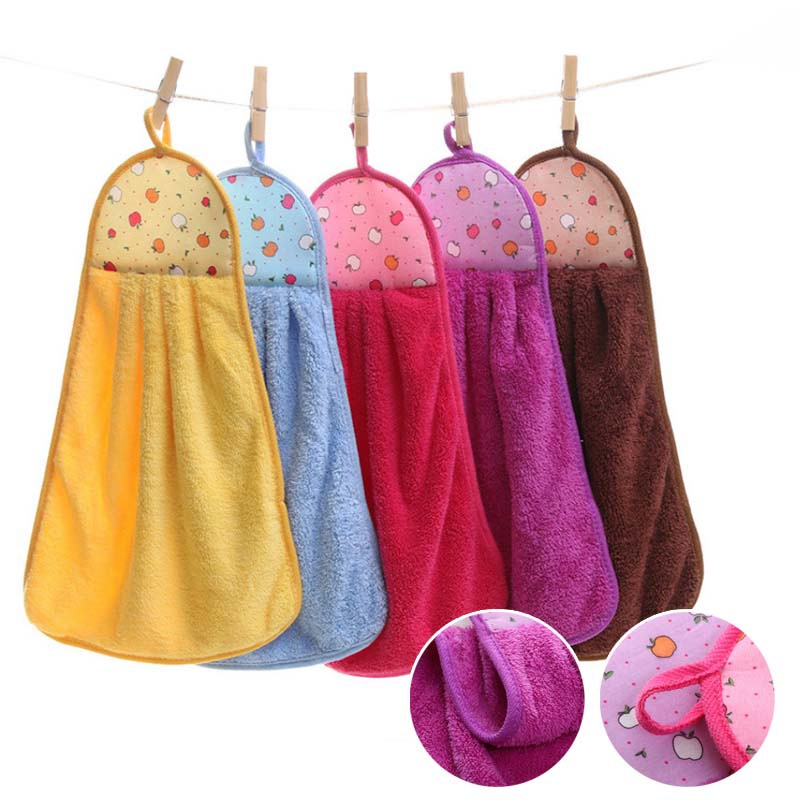 Khăn Lau Tay Treo Tường Vải Lông Cừu San Hô Mềm Mại Thấm Hút Tốt