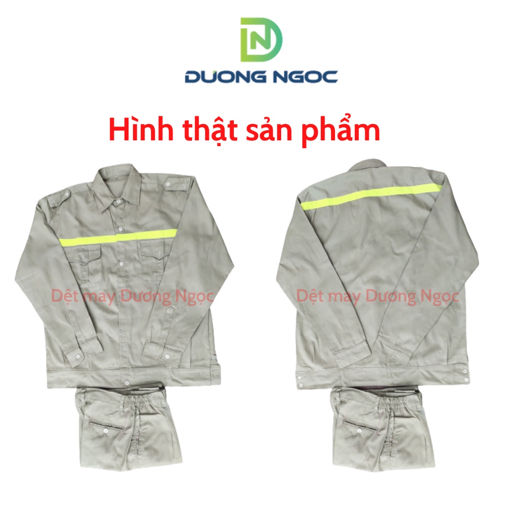 Đồ Bảo Hộ Lao Động Quần Áo Công Nhân, Đồng Phục BHLĐ Nam Màu Ghi Xám Phản Quang Vải Kaki Nhuộm Hoạt Tính Đủ Size DN03