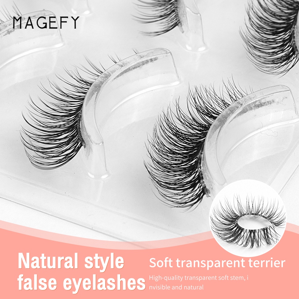 Set 3 cặp mi giả MAGEFY dáng cong hình chữ C tự nhiên