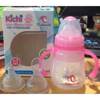 Bình sữa KICHI silicon cổ rộng có tay cầm 150ml