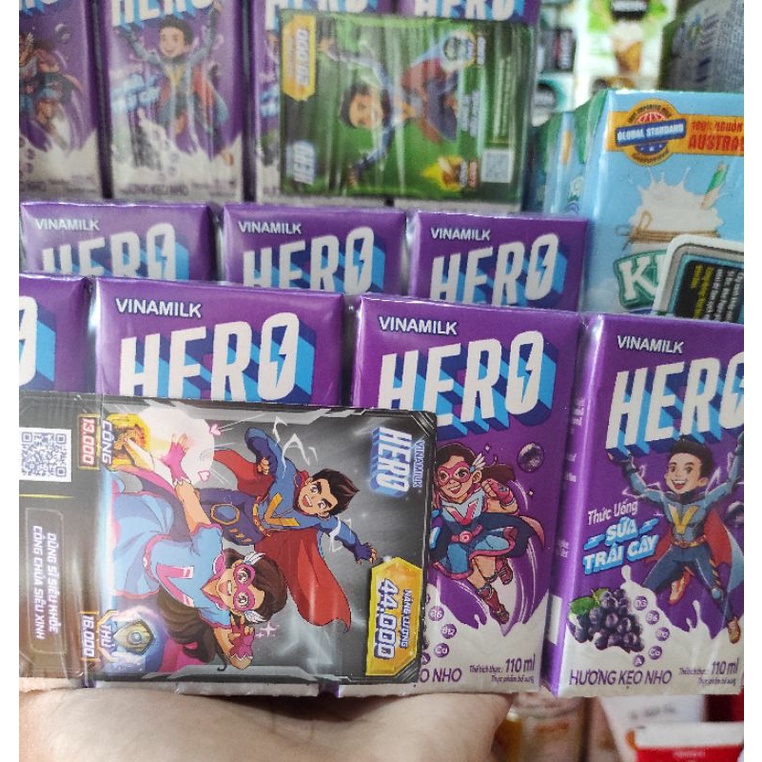 Combo 2 lốc 110ml sữa trái cây Hero Vinamilk hương kẹo nho (1 lốc x 4 hộp)