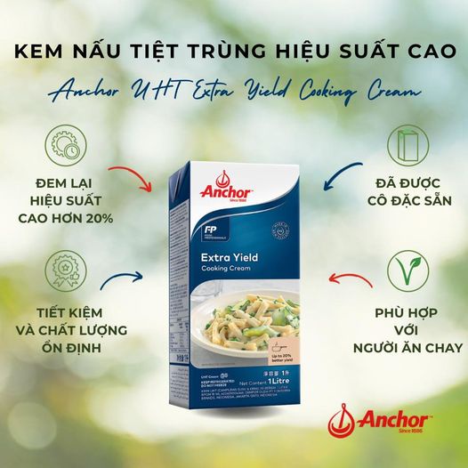 Kem nấu sữa tươi tiệt trùng Cooking Cream Anchor- Hộp 1L