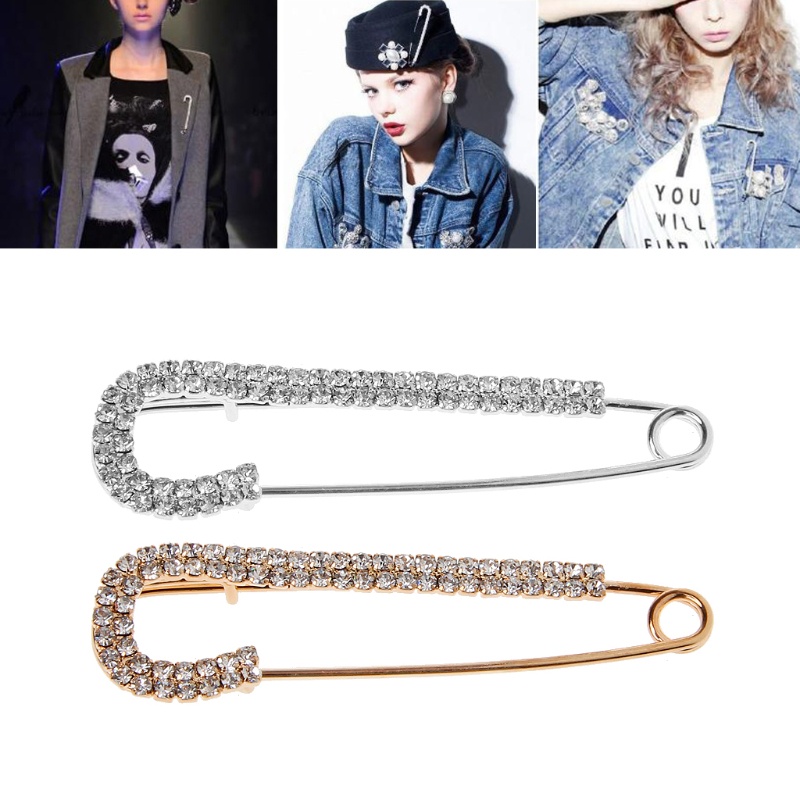 Ghim Cài Áo Ba Lô / Khăn Choàng / Túi Xách Hình Pha Lê Màu Vàng / Bạc An Toàn