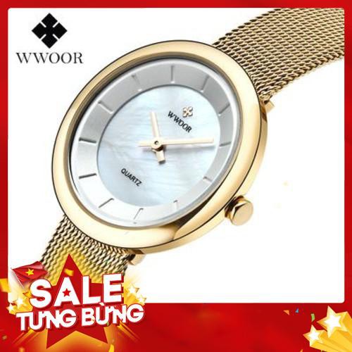 ĐỒNG HỒ NỮ WWOOR 8820 DÂY THÉP THỜI TRANG CAO CẤP -Hàng nhập khẩu