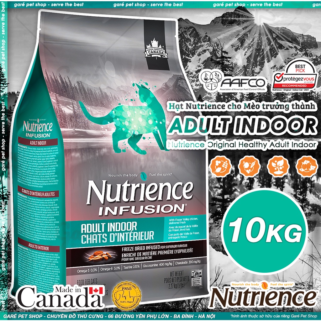10kg Hạt Mèo lớn Nutrience Infusion cho Mèo Trưởng Thành - Nutrience Infusion Adult Indoor for Cats nhập Canada