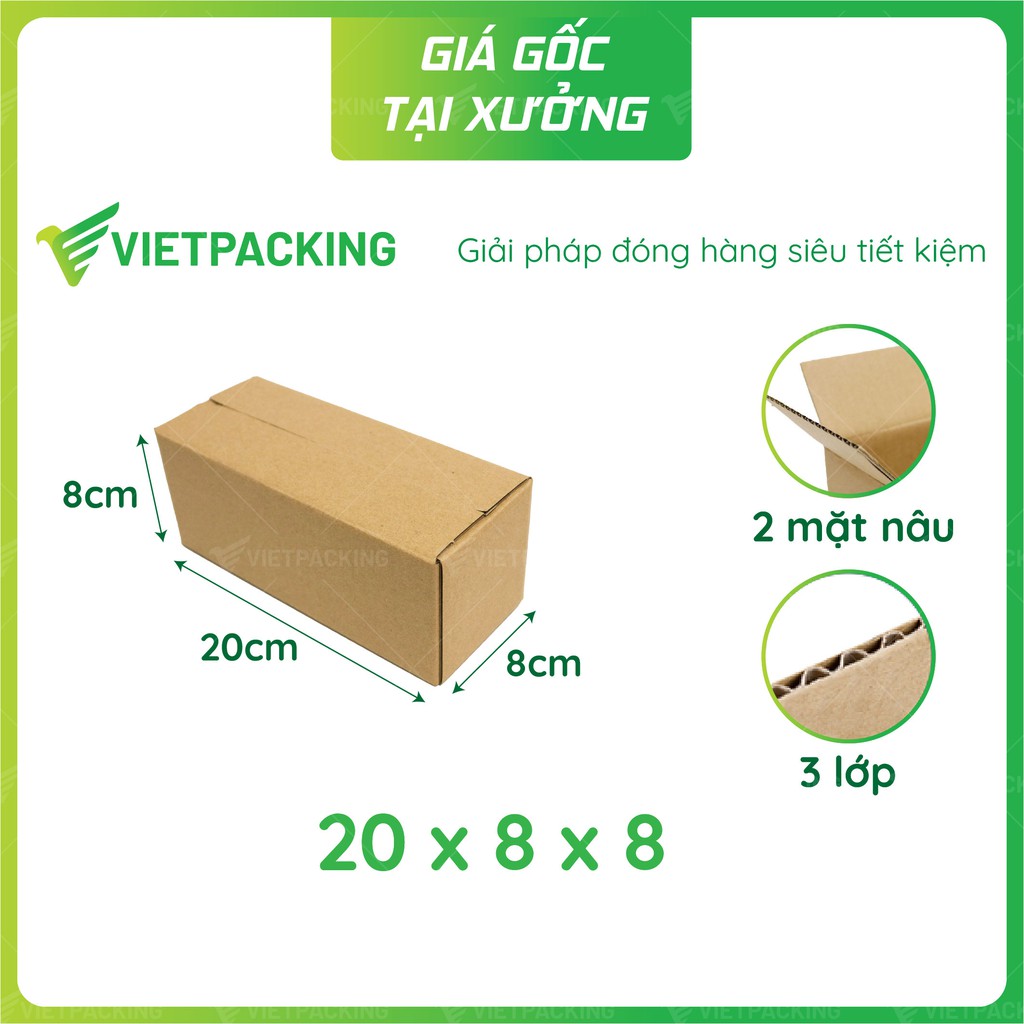 [Siêu phẩm bán chạy] 50 Hộp carton size 20x8x8 hộp cứng giấy đẹp