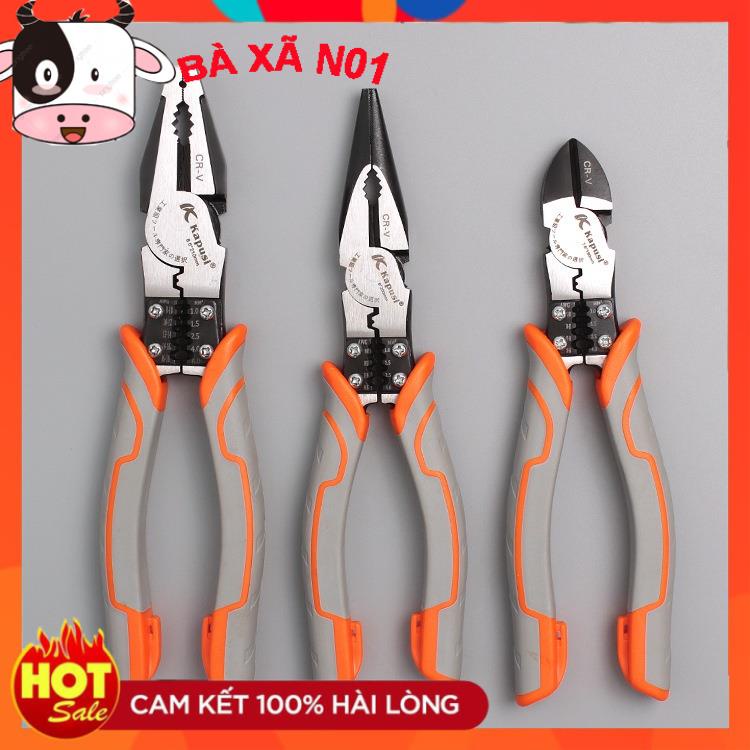 Kìm Cắt - Kìm Điện - Kìm Nhọn Đa Năng Kapusi Japan 8inch/200mm Thép CRV Cao Cấp Siêu Bền