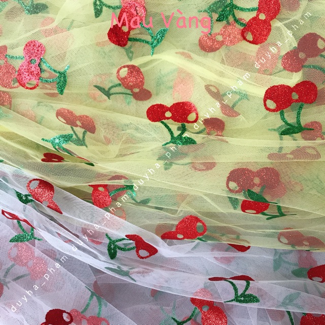 VẢI LƯỚI CHERRY KIM TUYẾN LẤP LÁNH