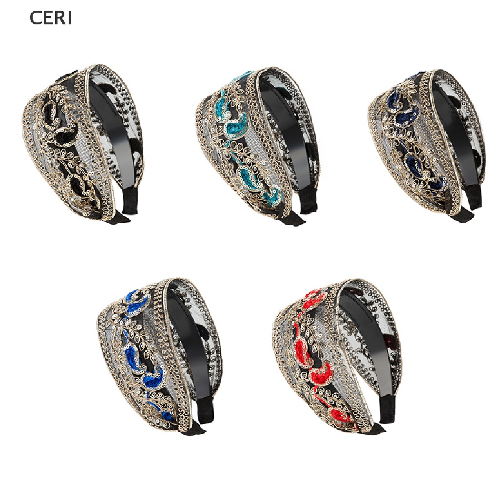 1 Băng Đô Cài Tóc Đính Hoa Ren Bản Rộng Thời Trang Cho Nữ