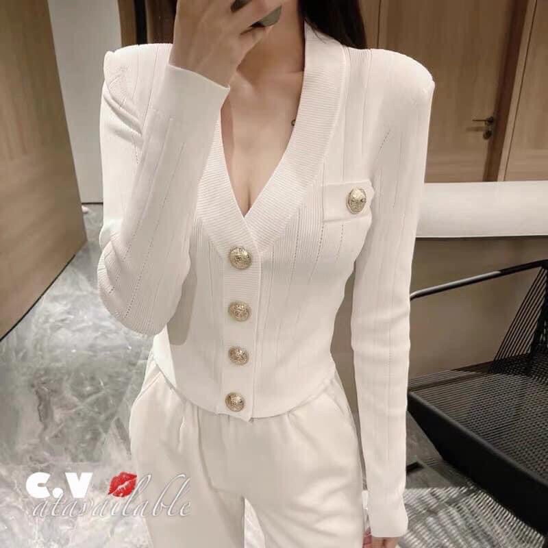 Áo len cadigan khuy vàng RA-EL