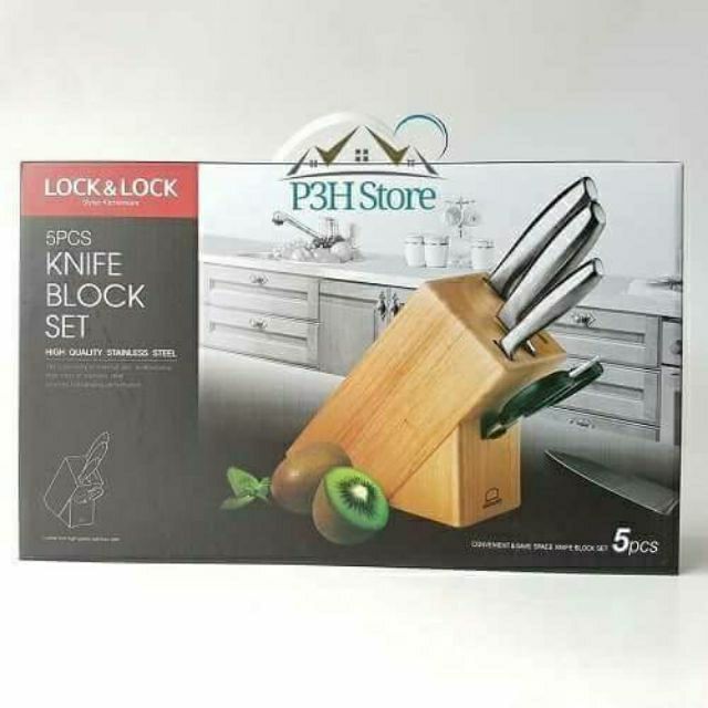 Bộ dao 5 món Lock&Lock Cook Plus Rainbow bằng thép không gỉ, cán sắt LOR571A