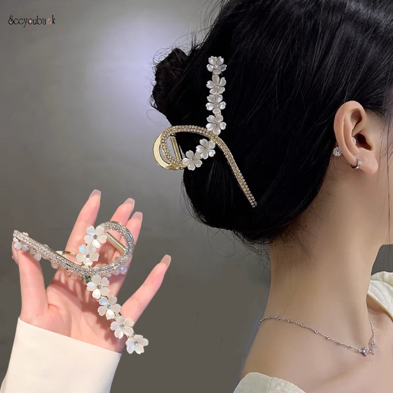 Kẹp Tóc Kim Loại Hình Cá Mập Đính Đá Thời Trang Cho Nữ