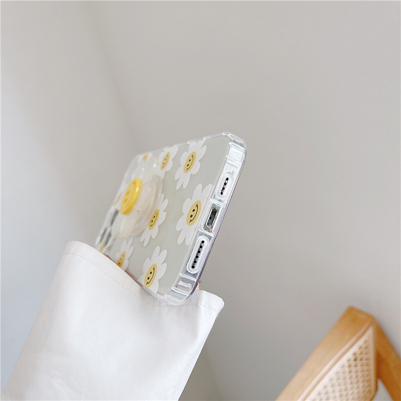 Ốp Điện Thoại TPU Mềm Có Giá Đỡ Hình Hoa Mặt Cười Cho iPhone 11 Pro Max / iPhone12 / iPhone X / iPhone 7 Plus / iPhone 8 / iPhone 6