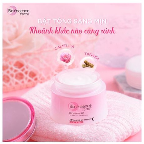 Kem dưỡng trắng chuyên sâu ban đêm Bio Essence Bio-White chiết xuất Tanaka & Camellia 50g