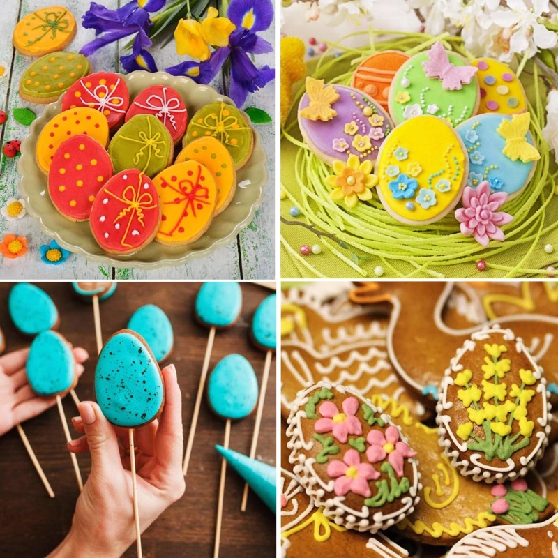 Bộ 5 Khuôn Cắt Bánh Quy Bằng Thép Không Gỉ Bền Bỉ Hình Thỏ Phục Sinh