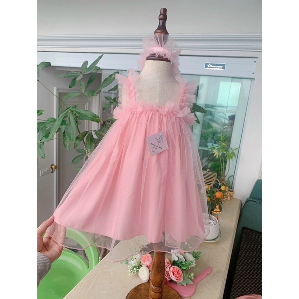 Váy hai dây váy tutu mềm hồng xinh xắn cho bé